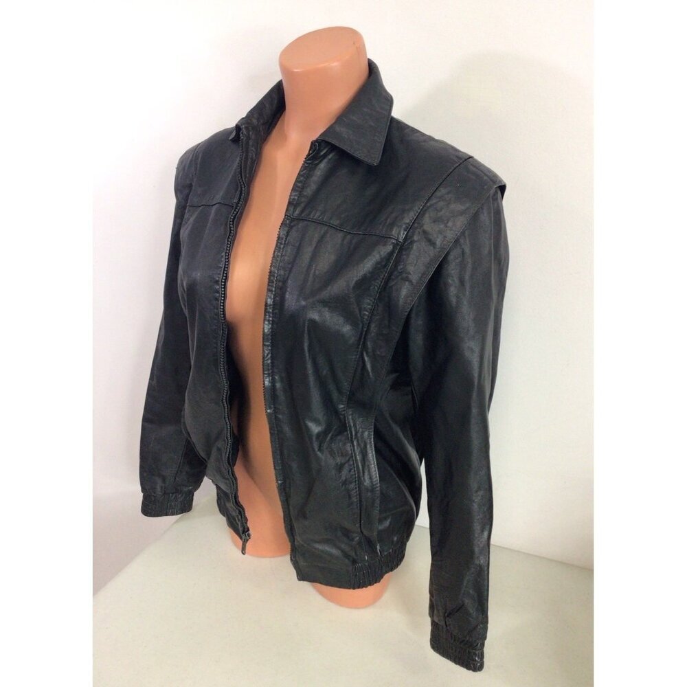 Vintage Crop Leather Jacket Made in USA Womens 4